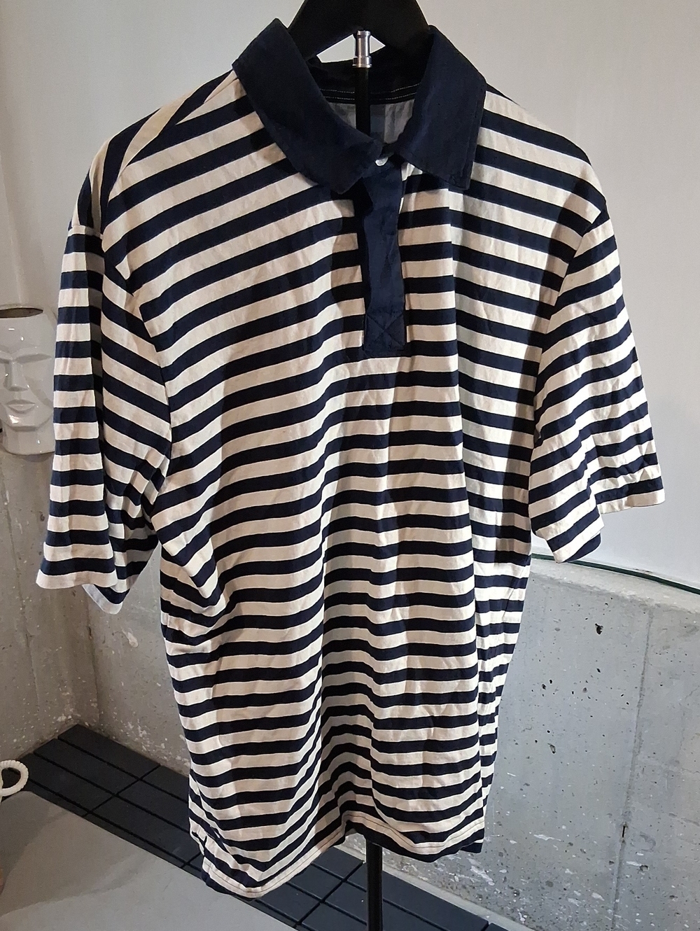 Classic Navy & White Striped Polo Shirt